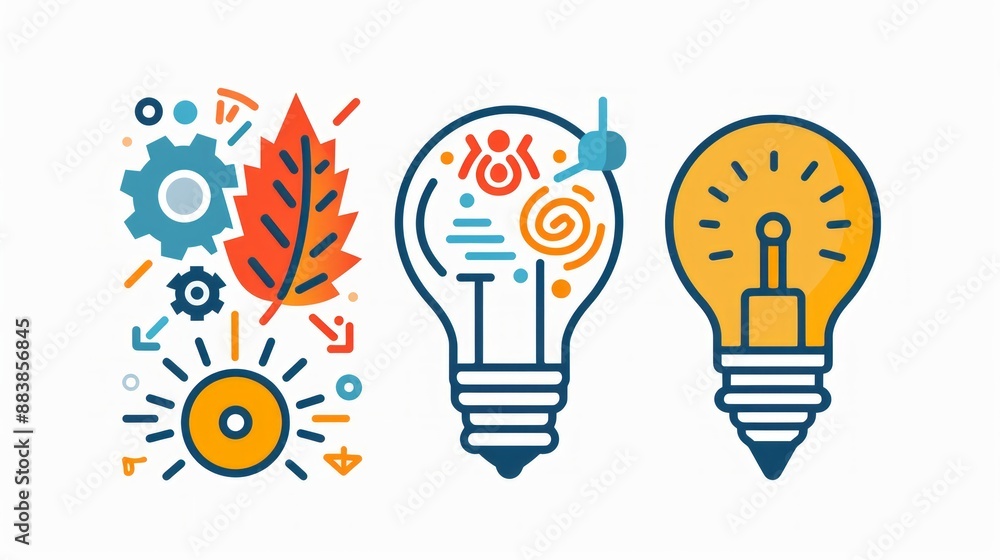 Symbolic icons representing concepts like teamwork, creativity, or success Symbolic icons representing concepts like teamwork, creativity, or success
