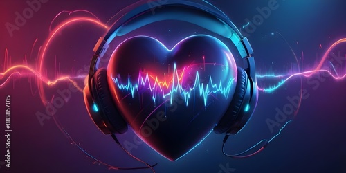 Heart with headphones generative ai