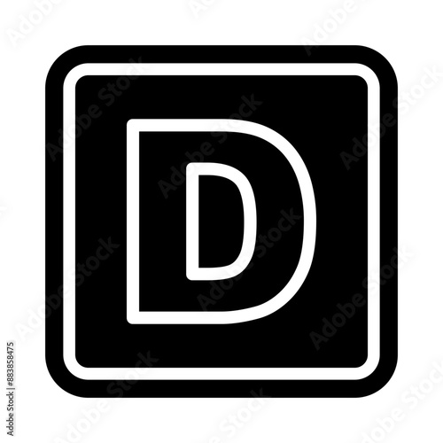 D Capital Alphabet Vector Glyph Icon Design