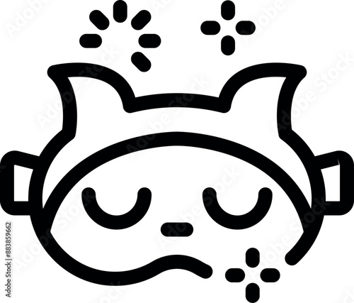 Cat sleeping mask is representing the concept of insomnia and the difficulty of falling asleep