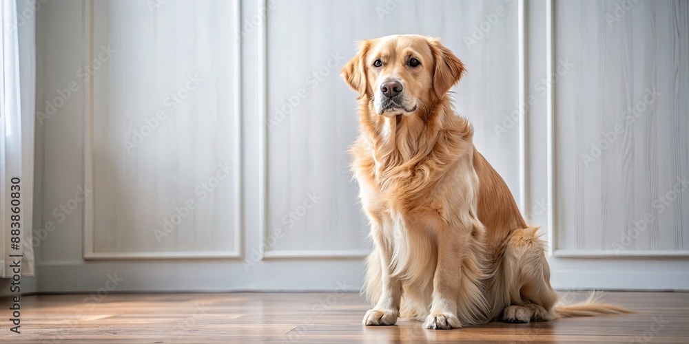 Φωτογραφία Golden retriever dog sitting at home, golden retriever, dog, home, indoor, happy
