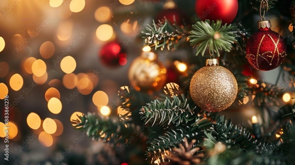 Christmas tree with baubles and decorations Christmas tree with baubles and decorations