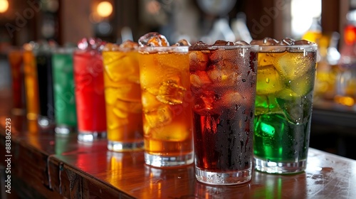 Rows of various soft drinks and sodas