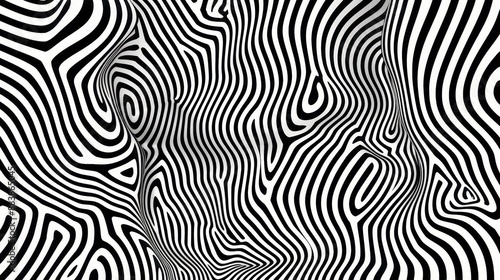 Wallpaper Mural Abstract black and white optical illusion with wavy lines creating a hypnotic, distorted effect. Perfect for backgrounds and design projects. Torontodigital.ca