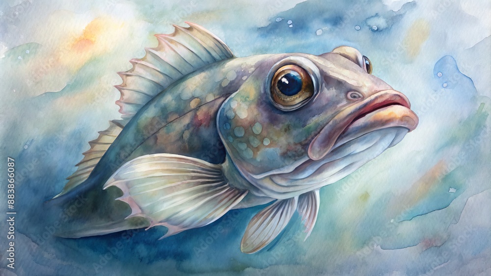 Gentle watercolor painting of a dusky jawfish. Gentle watercolor painting of a dusky jawfish.