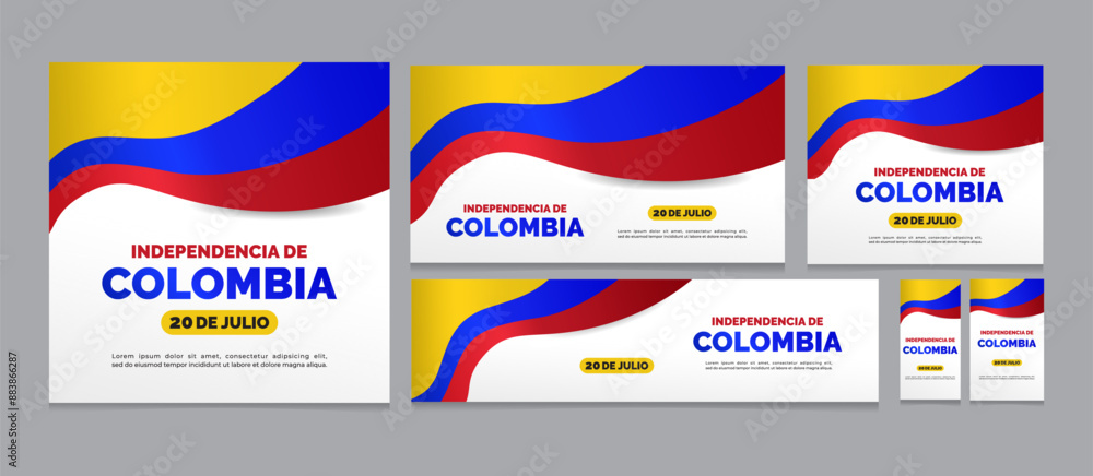 Fototapeta premium Colombia Independence Day Celebration Social Media Post Template. Vector Illustration