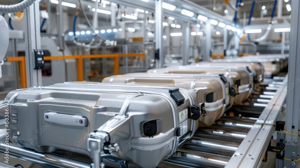 A high-tech luggage manufacturing line with durable and lightweight materials A high-tech luggage manufacturing line with durable and lightweight materials