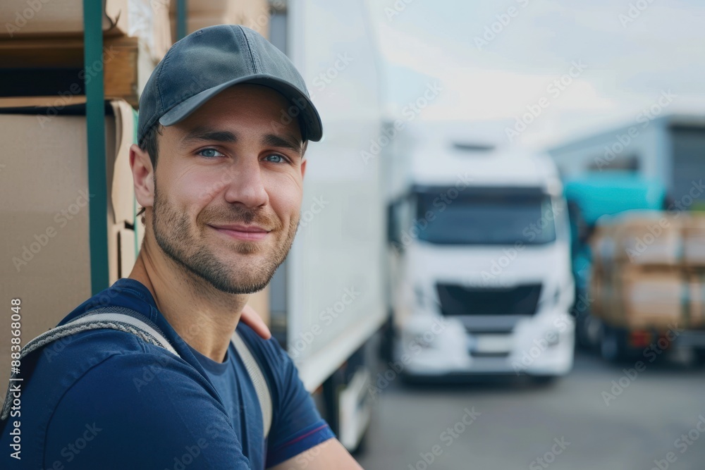 Backbone of the Supply Chain, Efficiently Delivering Goods, Truck Driver and his Cargo Truck Backbone of the Supply Chain, Efficiently Delivering Goods, Truck Driver and his Cargo Truck