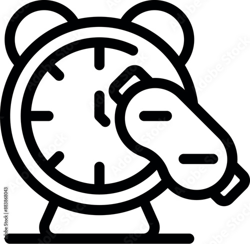 Alarm clock is showing the time for sleep with an eye mask, perfect for representing sleep time