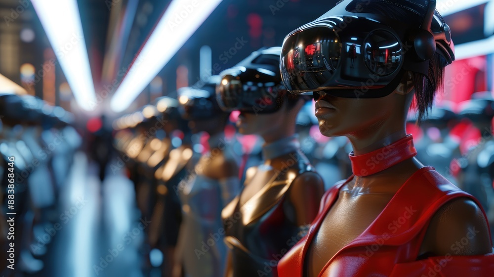 A high-tech virtual reality fashion runway with the latest designer collections A high-tech virtual reality fashion runway with the latest designer collections