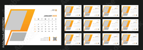 Calendar 2025 corporate template design set. Monthly planner design in corporate and business style, 12 months included.