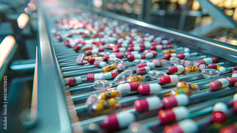 Pills on Conveyor Belt.