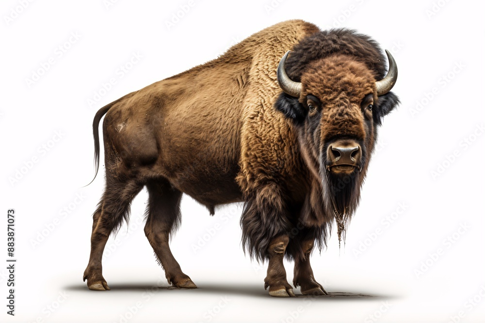 a bison with horns standing a bison with horns standing