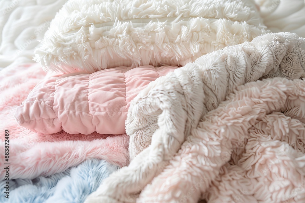 Soft and Cozy Pillows and Blankets in a Pile Soft and Cozy Pillows and Blankets in a Pile