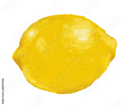 lemon isolated on white, oil paintimg style photo