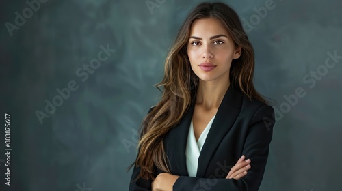Woman studio portrait of a professional businesswoman in a corporate setting.