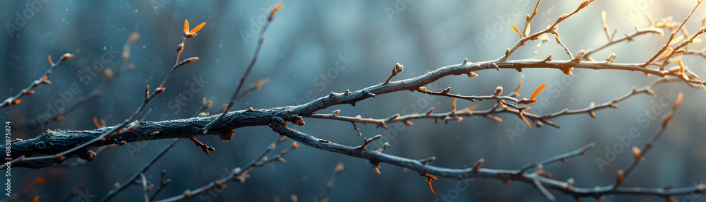 Photo Realistic Branch Stands Out Among Twigs in Dreamy Background Strength Uniqueness Symbolized | Stock Photo Concept Photo Realistic Branch Stands Out Among Twigs in Dreamy Background Strength Uniqueness Symbolized | Stock Photo Concept