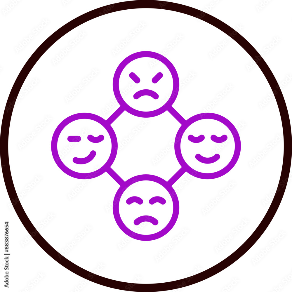 Emotion Vector Line Purple Circle Black Emotion Vector Line Purple Circle Black