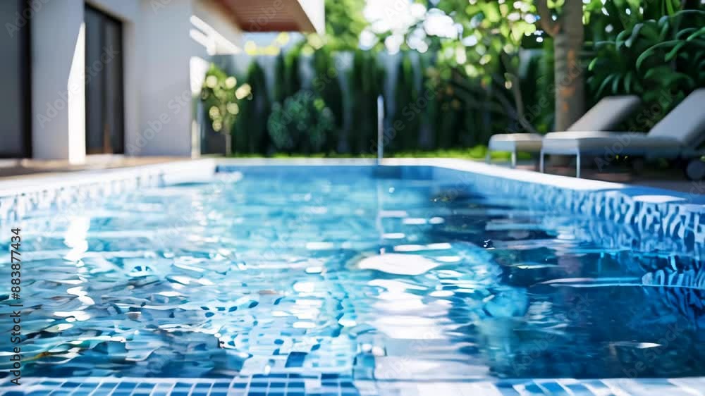Beautiful swimming pool with blue and white mosaic tiles Beautiful swimming pool with blue and white mosaic tiles