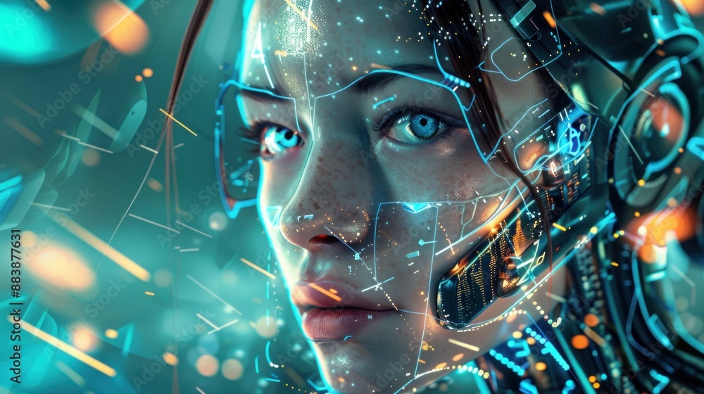 Cyberpunk Woman with Futuristic Helmet Cyberpunk Woman with Futuristic Helmet