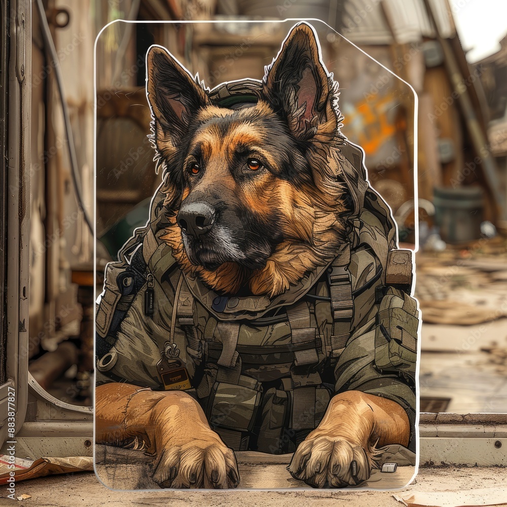 A dog in a ninja outfit sticker, full body, stealth gear, sticker art design A dog in a ninja outfit sticker, full body, stealth gear, sticker art design