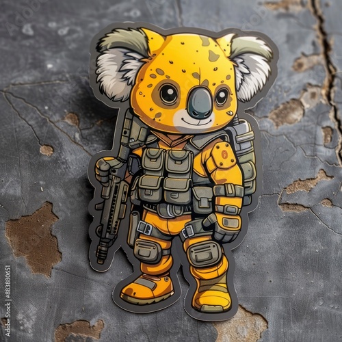  A koala in a lifeguard outfit sticker, full body, rescue gear, sticker art design photo