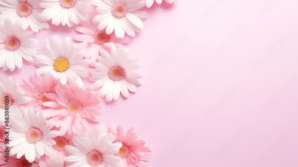Pink and White Daisies on a Soft Pink Background Pink and White Daisies on a Soft Pink Background