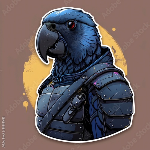  A parrot in a magician outfit sticker, full body, magical gear, sticker art design photo