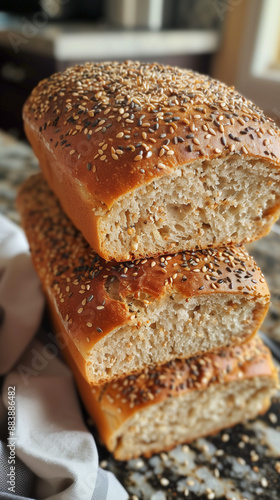 Homemade wheat bread with grains and seeds