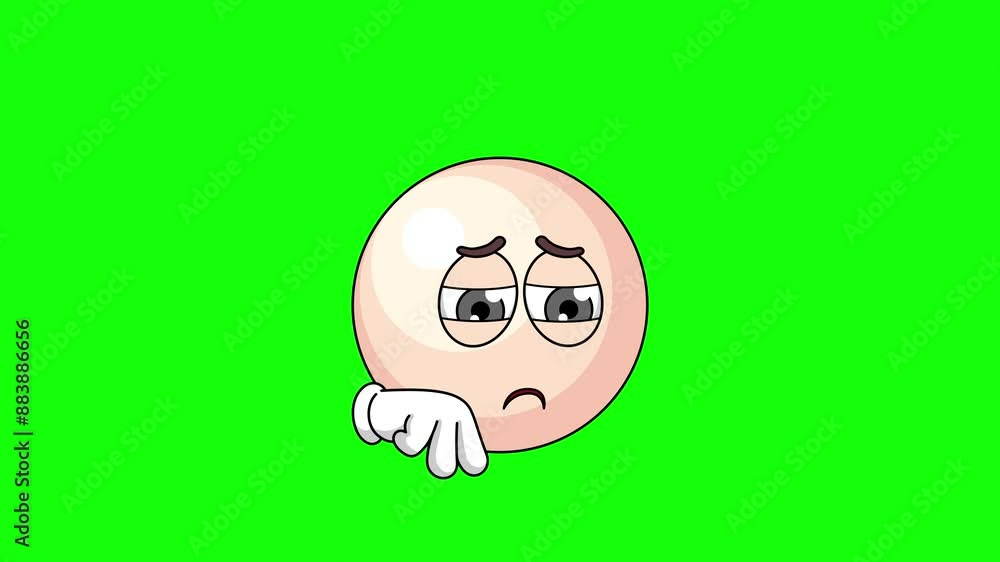 Sad pearl cartoon, mascot animation with green screen Sad pearl cartoon, mascot animation with green screen