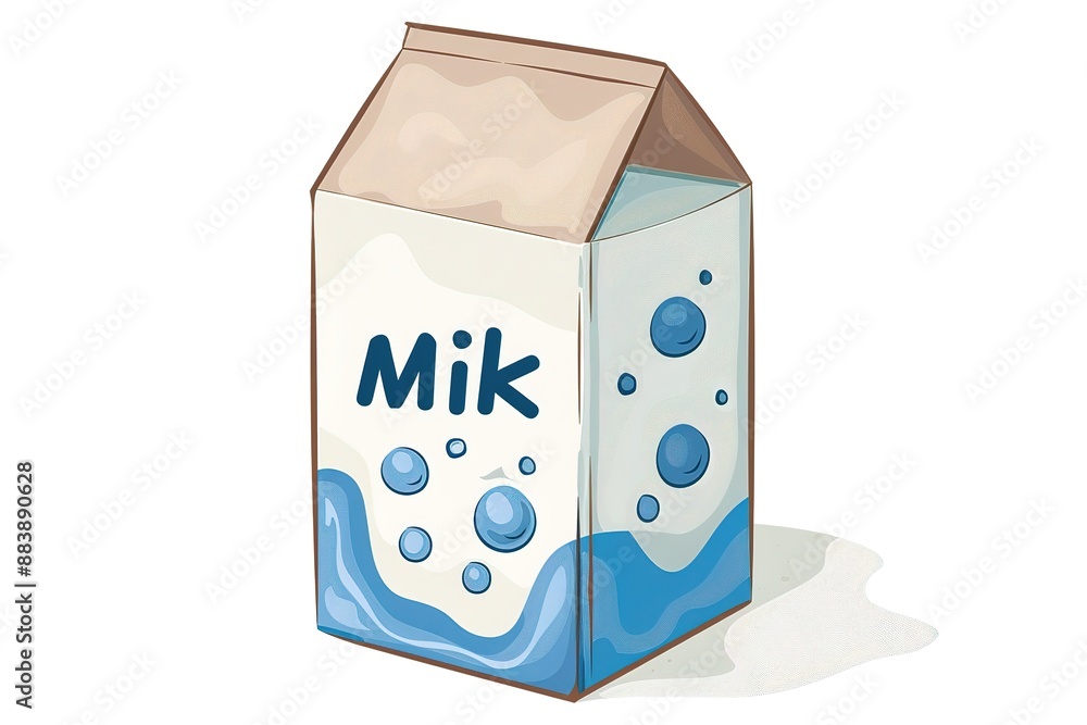 Fototapeta premium Milk packaging illustration, isolated on white, hand drawn
