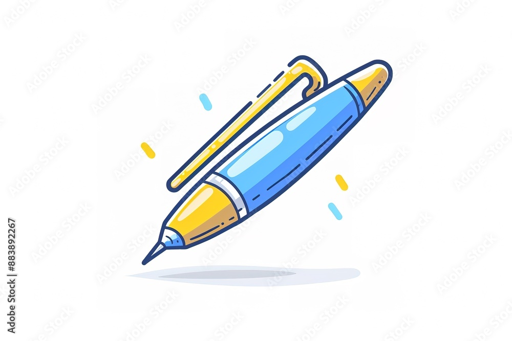 Blue ballpoint pen, office tool cartoon Blue ballpoint pen, office tool cartoon