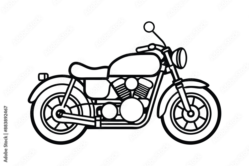 Fototapeta premium Motorcycle Line Art vector Illustration artwork