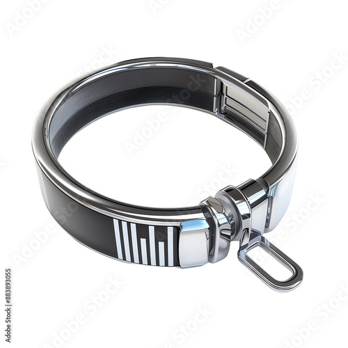 3D rendering of a shiny metallic clamp with a realistic appearance, isolated on a white background photo