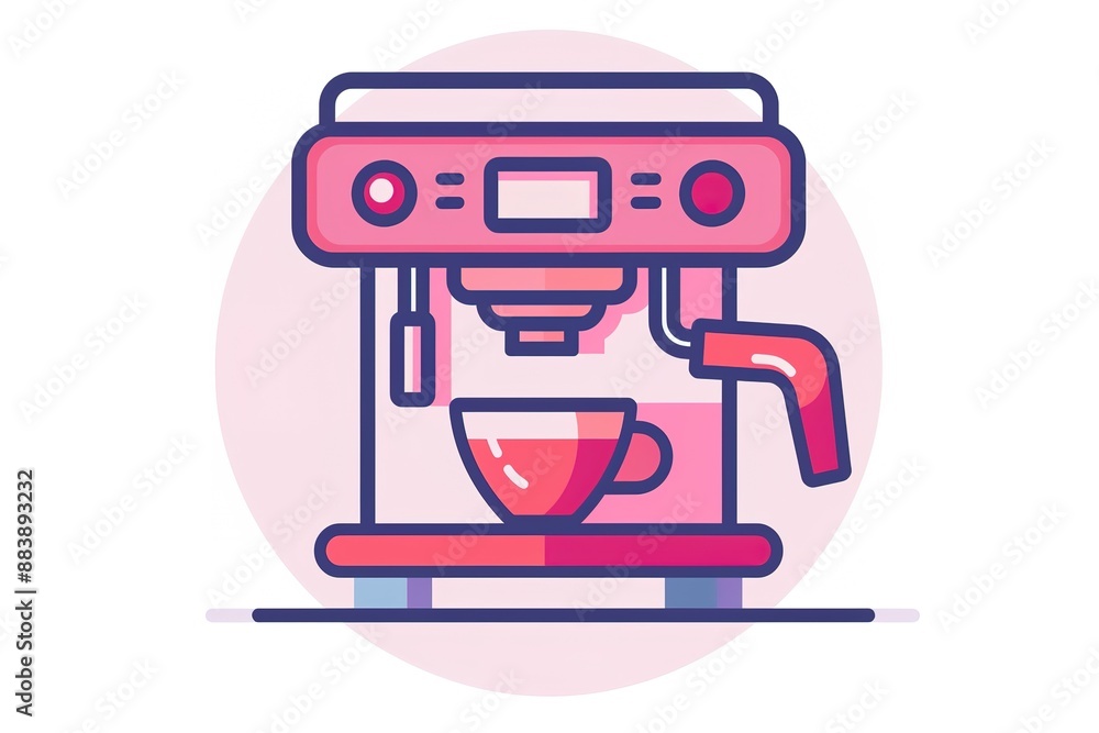Automatic coffee machine line icon, linear colorful pictogram isolated on white. Symbol, logo illustration