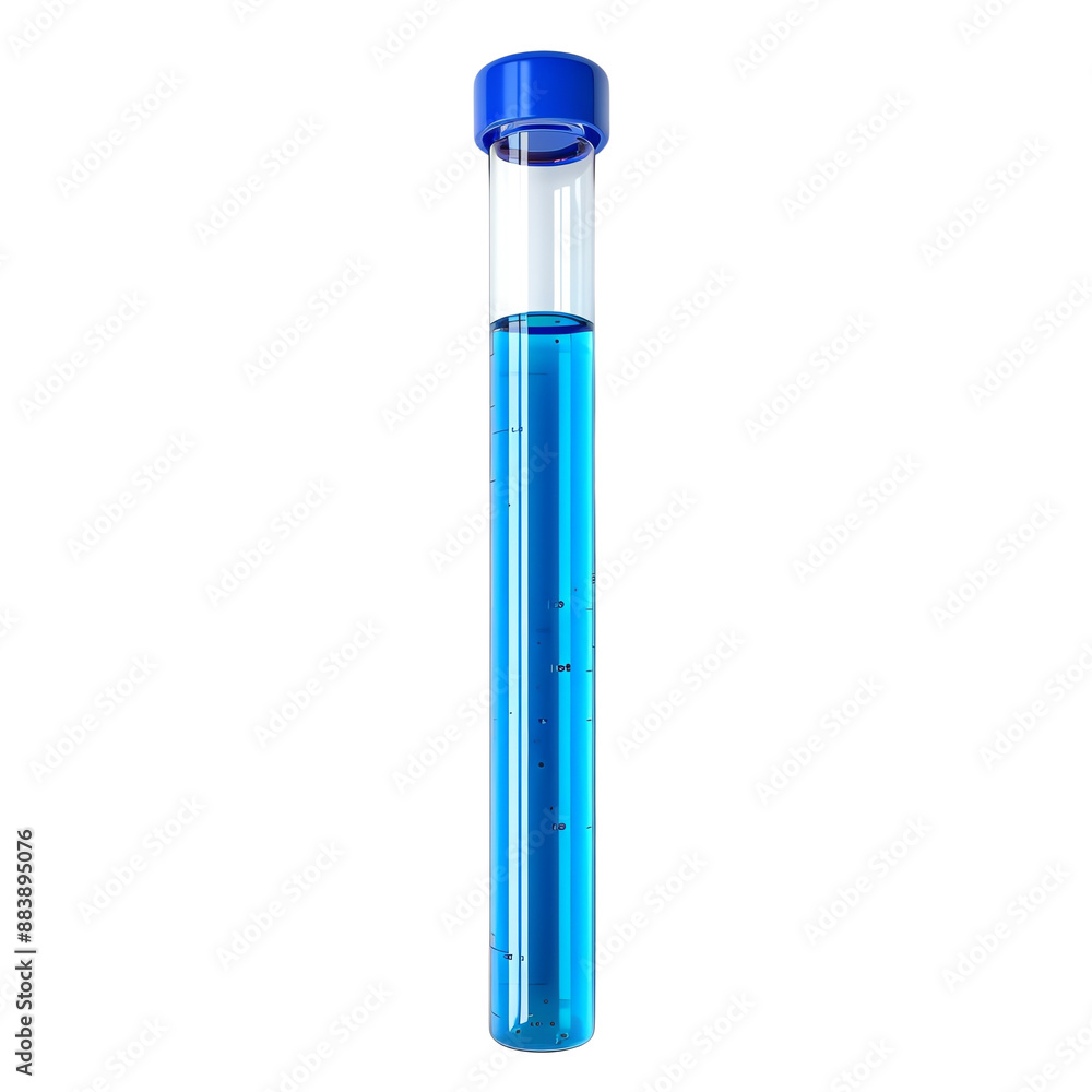 Test tube with blue liquid on a white background, ideal for scientific and educational uses in labs and experiments. Test tube with blue liquid on a white background, ideal for scientific and educational uses in labs and experiments.