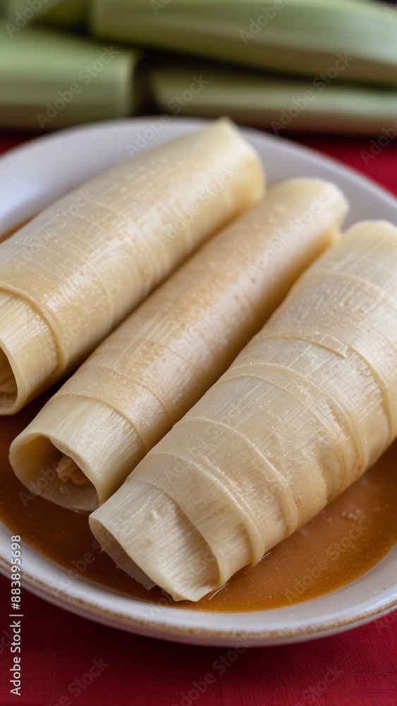 Naklejka premium Mexican tamales food on vertical background.