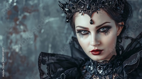 Enigmatic beauty in dark elegance: a gothic queen captivating with haunting allure photo