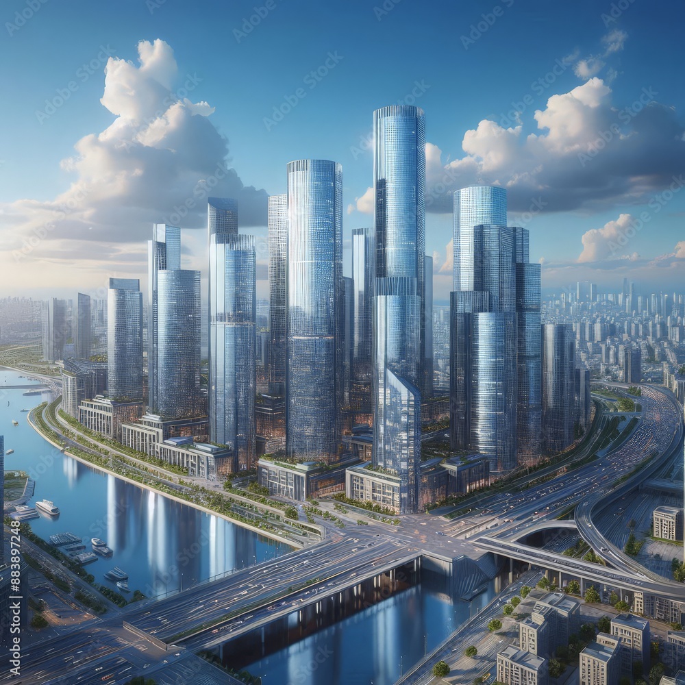 a city of the future with glass skyscrapers
a city of the future with glass skyscrapers