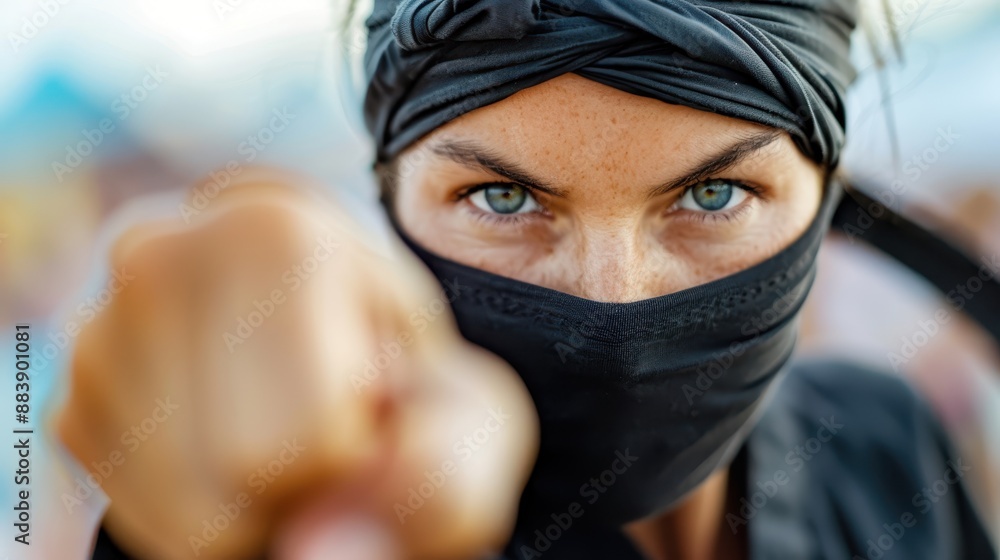 The image captures a close-up of a person punching forward with intense energy, demonstrating vigorous movement and powerful physical expression. The image captures a close-up of a person punching forward with intense energy, demonstrating vigorous movement and powerful physical expression.