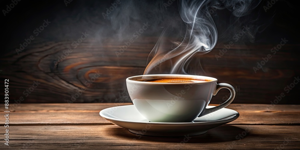 A cup of hot coffee on a saucer with steam rising, coffee, hot, drink, saucer, steam, beverage, morning, breakfast A cup of hot coffee on a saucer with steam rising, coffee, hot, drink, saucer, steam, beverage, morning, breakfast