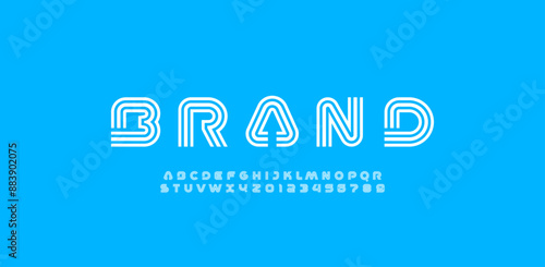 Modern stylized striped font, trendy alphabet