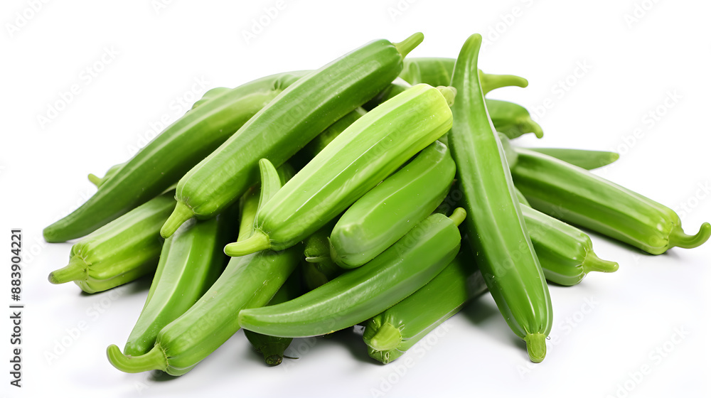 Fresh Harvest: A Beautiful Display of Vibrant and Glossy Okra (Bhindi) vegetables on a Rustic wooden Background Fresh Harvest: A Beautiful Display of Vibrant and Glossy Okra (Bhindi) vegetables on a Rustic wooden Background