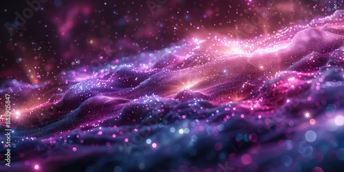 宇宙に輝く星々と紫の光の背景 © VertigoAI