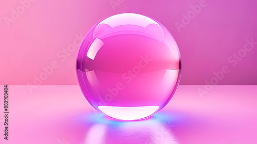 A Single, Shimmering Sphere Reflects Light on a Pink Surface