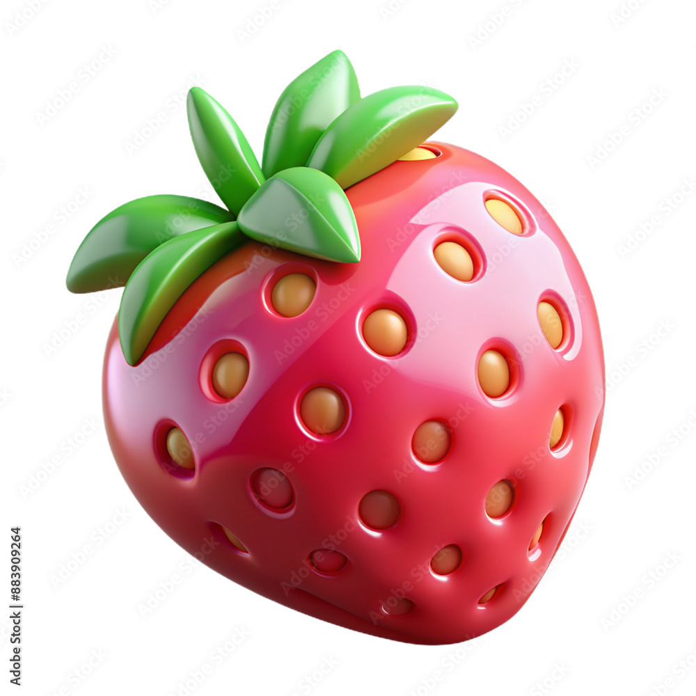 Fototapeta premium 3D glossy plastic strawberry with realistic textures and vibrant colors 