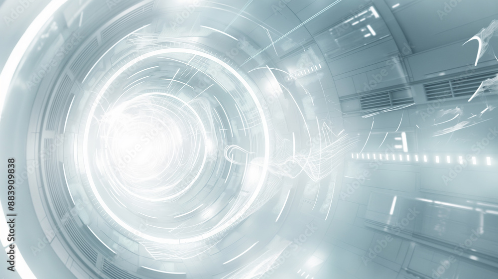 Fototapeta premium 3D rendering. Abstract background with abstract curved landscape. White wavy shapes, wavy, architectural abstraction banner template, modern blurred curves.