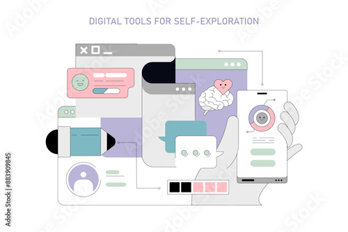 Humanistic Psychology. Flat Vector Illustration