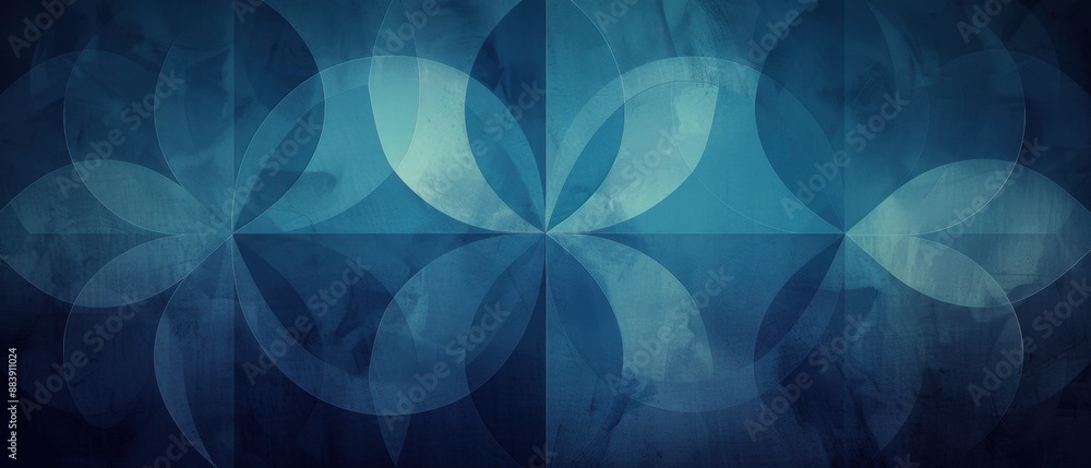 Obraz premium Abstract blue geometric background, overlapping shapes, modern design, seamless pattern, digital art, decorative wallpaper.