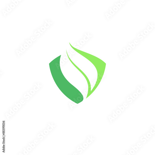 Shield Leaf green logo. nature security organic